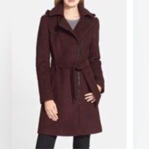 Vince Camuto Wool Blend Trench Coat Balsamic Red SZ Medium